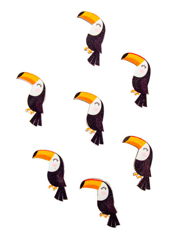 12 aranyos toucan ragasztófa konfetti 3 x 2 cm