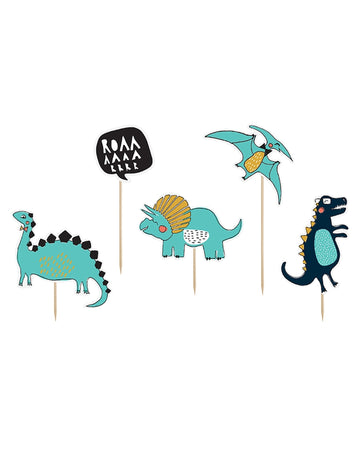 5 Cake Toppers kék dinoszauruszokban 10,5 cm - 20 cm