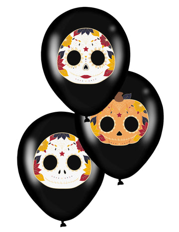 6 latex léggömb dia de los muertos noir 28 cm