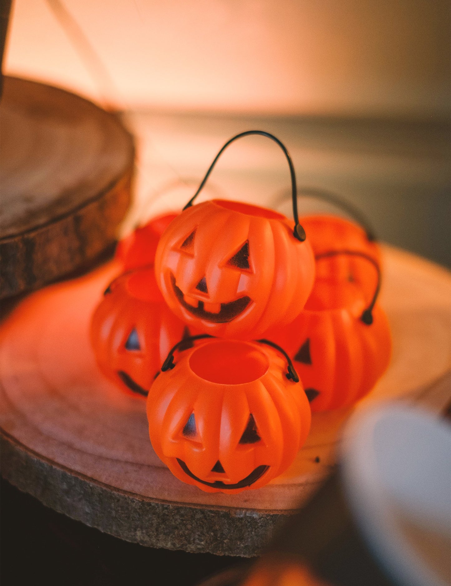 6 mini Halloween tök vödör 6,5 x 5 cm