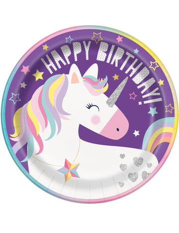 8 Boldog Birhtday kartonlemezek Unicorn Party 23 cm