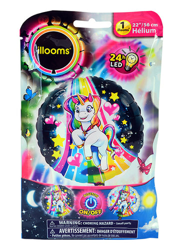 Alumínium ballon Unicorn LED illooms 50 cm