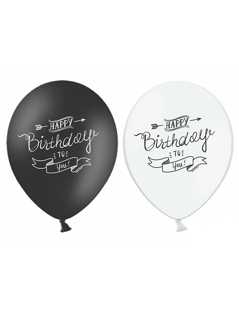 6 boldog születésnapot ballon noir és fehér 30 cm