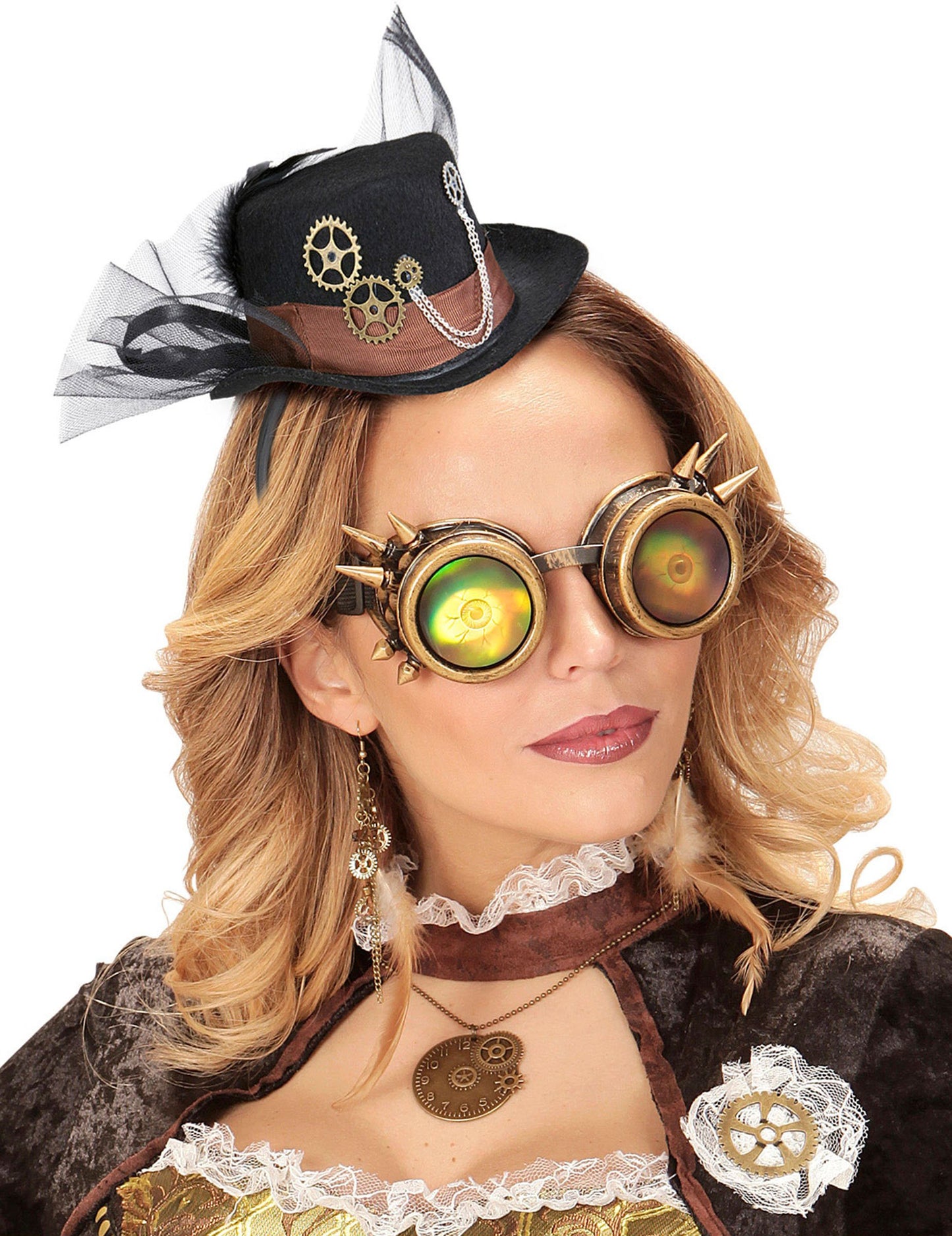 Kalap felnőtt fekete fátyol steampunk