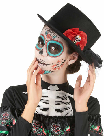 Fekete alakú kalapú koponya koponya dia de los muertos felnőtt