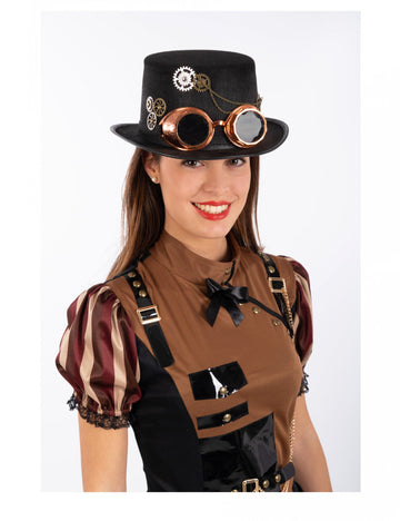 Steampunk felső kalapja filcben felnőtt szemüvegekkel