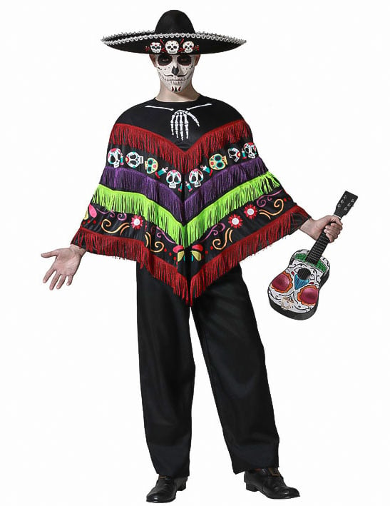 Poncho csontváz dia de los muertos felnőtt álruhás