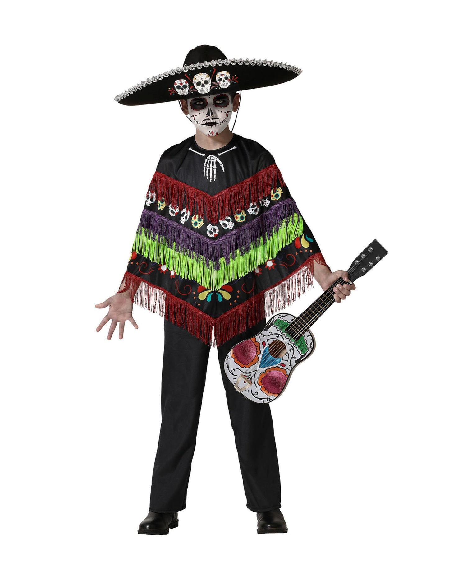 Poncho csontváz álruhás dia de los muertos gyermek