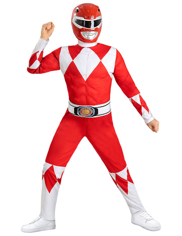 Izmos piros Power Ranger jelmez gyerekeknek