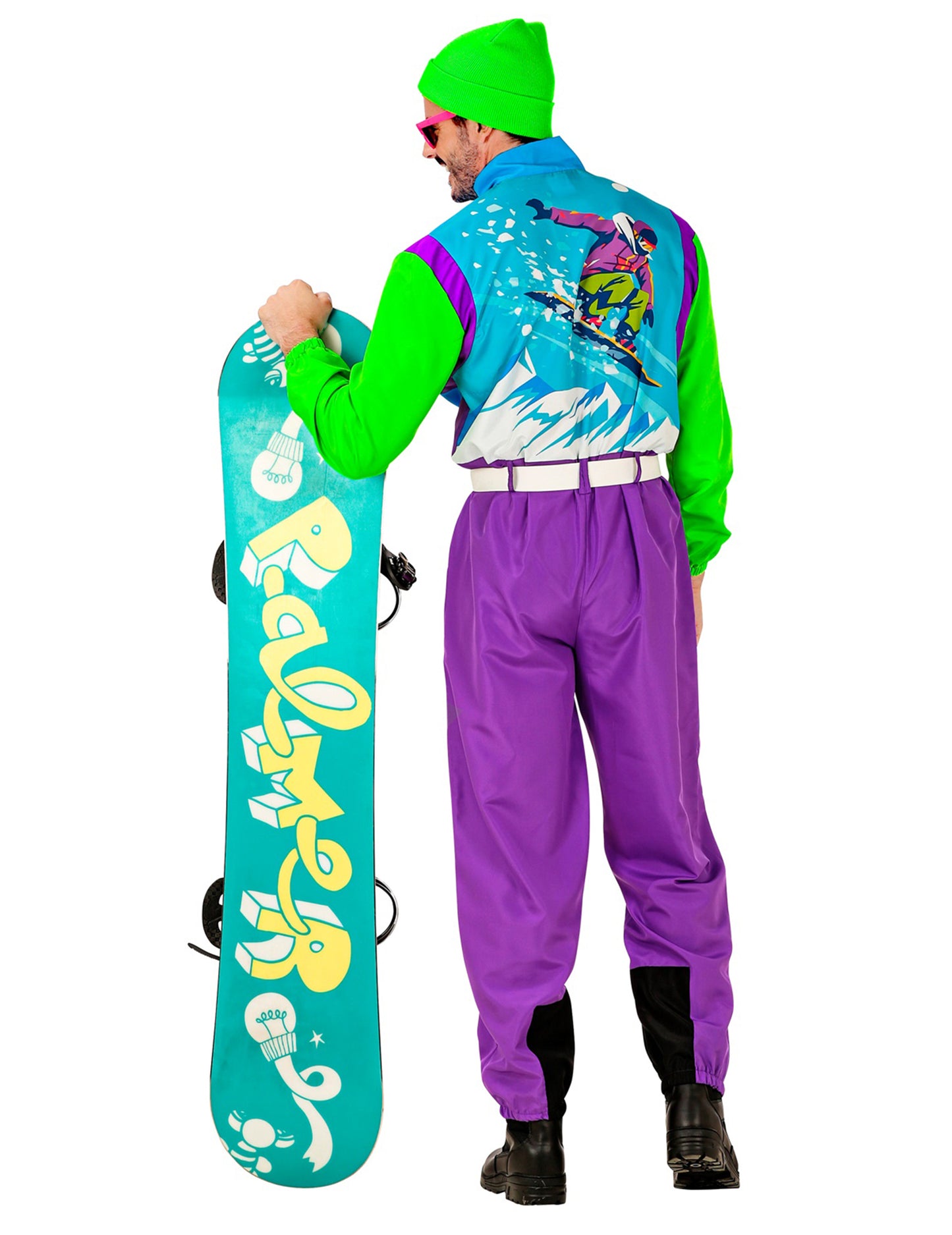 Nagy felnőtt fluo snowboardos jelmez