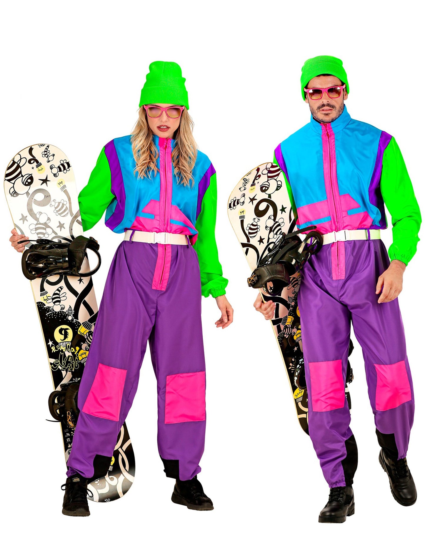 Nagy felnőtt fluo snowboardos jelmez