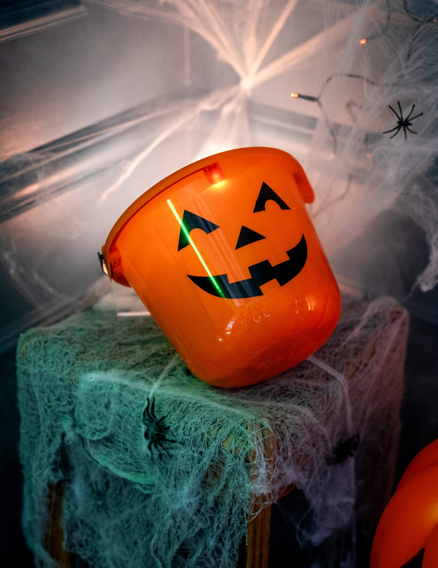 LED Pumpkin Bucket 22 x 17 cm Halloween