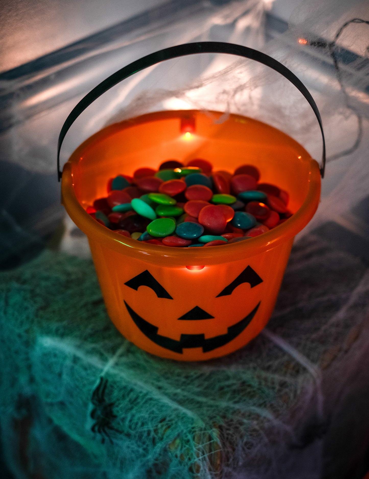 LED Pumpkin Bucket 22 x 17 cm Halloween